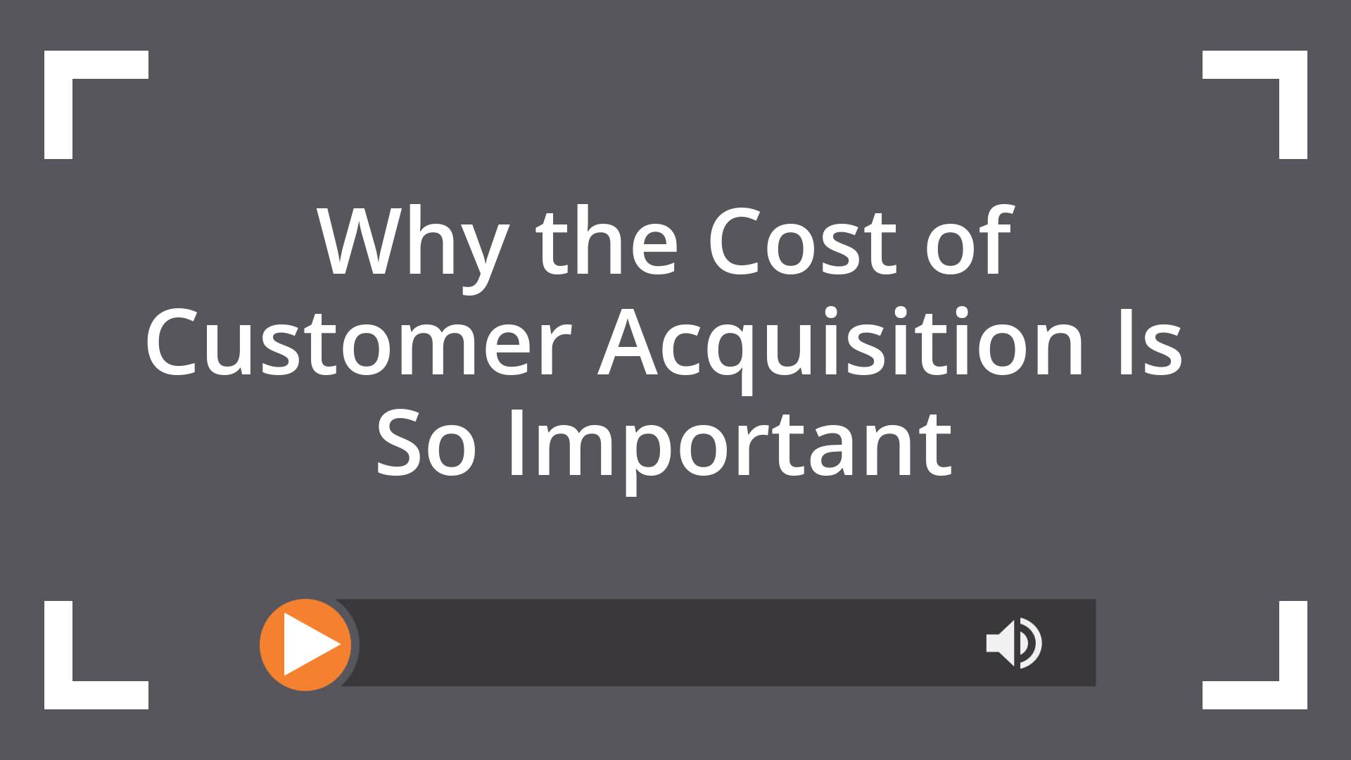 Why the Cost of Customer Acquisition Is So Important